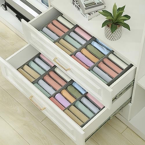 Qozary 3 Pack Sock Underwear Drawer Organizer Dividers, Non-Woven Fabric Collapsible Cabinet Closet Storage Boxes for Clothes, Socks, Lingerie, Underwear, Tie, Belt, Baby, Bedroom - Image 3