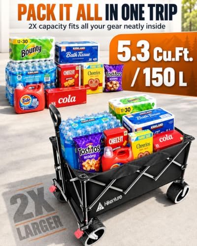 Hikenture Wagons Carts Foldable, 450 LBS Capacity Collapsible Beach Wagon - Image 2