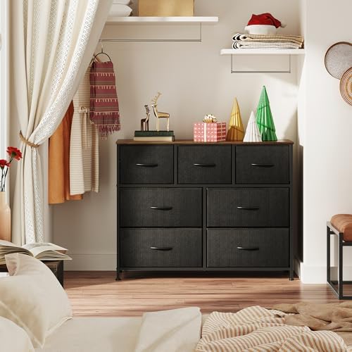 WLIVE Dresser for Bedroom, 7 Drawers, TV Stand, Rustic Brown - Image 2
