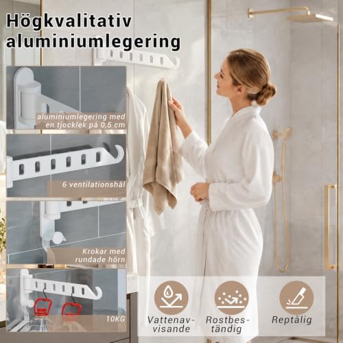 JOOM Clothes Drying Rack Wall Mounted, 13-Inch Foldable Arm, White 1 Pack - Image 5