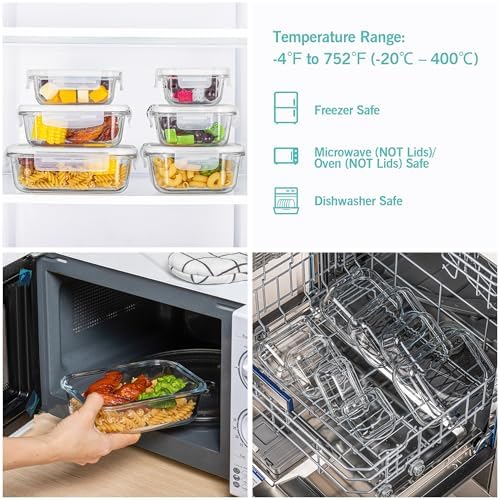 Vtopmart 8 Pack Glass Food Storage Containers with Lids White - Image 4