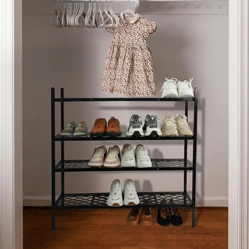 Long Expandable Metal Shoe Rack for Closet, Entryway, Garage, 4-Tier, Black - Image 6