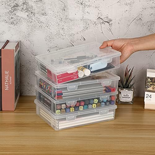 BTSKY Clear Plastic Storage Box with Flap Lid, 4 Pack Small-9.1"x6.7"x2" - Image 2