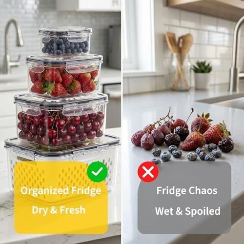 Berry keeper Fruit Storage Containers for Fridge with Removable Colander - Image 5