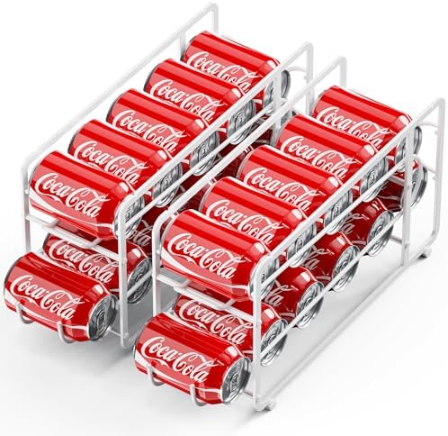 Canyave Soda Can Organizer Storage Rack, 2 Pack Stackable Beverage Soda Can Dispenser Organizer Holder for Refrigerator, Cabinet, Pantry (White) - Image 3