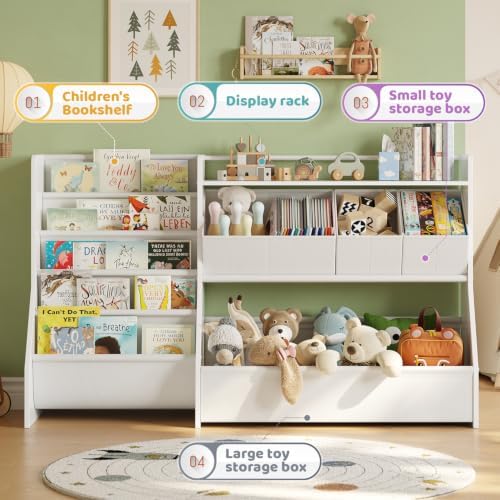 FOUCSSOMEI Kids Toy Storage Organizer with Bookshelf for Playroom Nursery - Image 3