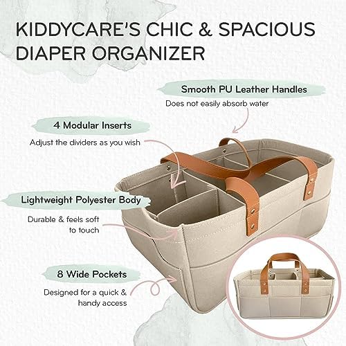 KiddyCare Diaper Caddy Organizer Cart for Nursery Baby Basket Gift for Boy/Girl | Diaper Caddy for Changing Table Basket Organizer with Dividers | Caddy for Baby Stuff Breast Pump Caddy - Regular - Image 2