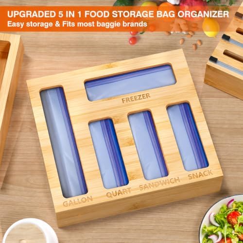 DALSHABET 9-in-1 Bamboo Kitchen Drawer Organizer for Storage Bags and Wrap - Image 4