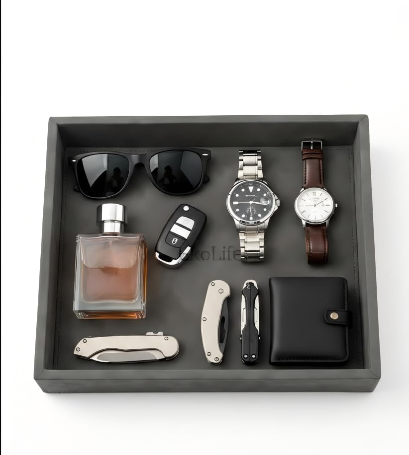 Hard-Sided Valet Tray,Desktop Organizer for Keys,Wallet and Watch by JekoLifeHomeAesthetics