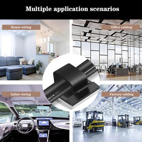 Adhesive Cable Management Wire Clips(Black 50 Pcs),Wires Clips Holders for Cords on wall,Outdoor Cable Clips,Suitable for Under Tables, Cars, Walls, televisions, Christmas Lights - Image 6