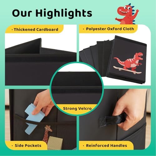 Extra Large Toy Box with Lid,Dinosaur Collapsible Toy Storage,Black - Image 3