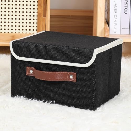 ANMINY Fabric Storage Box Bins with Lids, Black, 10"x8"x7" - Image 6
