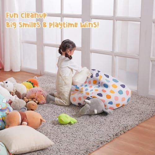 Stuffed Animal Storage Bean Bag Chair Cover Only for Kids Girls Toddler, Large Beanbag Chair Without Filling for Organizing Children Soft Plush Toys - Image 5