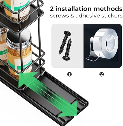 Mystozer Pull Out Spice Rack Organizer for Cabinet, Slide Out Spice Racks - Image 5