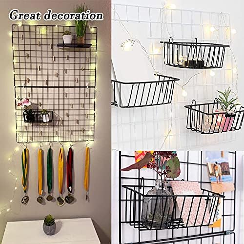 Gddochn 3 Pack Grid Panel Hanging Wire Basket, Storage and Display Basket for Wall, Kitchen, Home Decor Supplies, Potted Plants, Black - Image 3