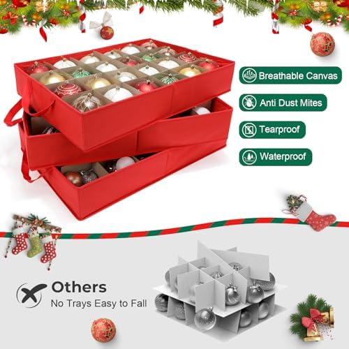 Large Christmas Ornament Storage Box Keeps 72 4" & 3 Individual Trays - Image 2