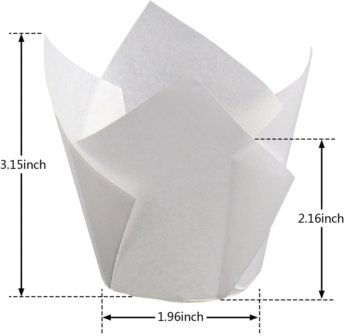200pcs Tulip Cupcake Liners, Standard Greaseproof Paper Baking Cups Muffin Liners Holders Perfect for Bridal Showers, Baby Showers, Birthday Parties, Banquets, and Catering Events (White)
