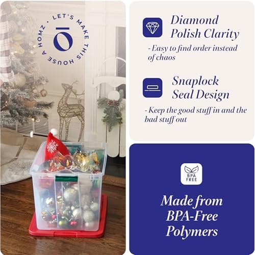 HOMZ Secure Latch, Clear Plastic Storage Organizer Bins, 64 Quart, 4 Pack - Image 3