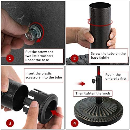GIANTEX 31.5 lbs Patio Market Umbrella Base, Heavy Duty Cast Iron Resin Outdoor Stand, Vintage Garden Umbrella Holder, Umbrella Holder for Deck Porch Lawn Garden - Image 3