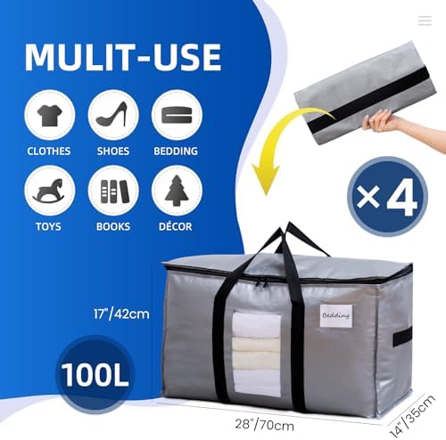 TAILI Moving Bags Silver Heavy Duty Extra Large 4 Pack, Clear Window - Image 6