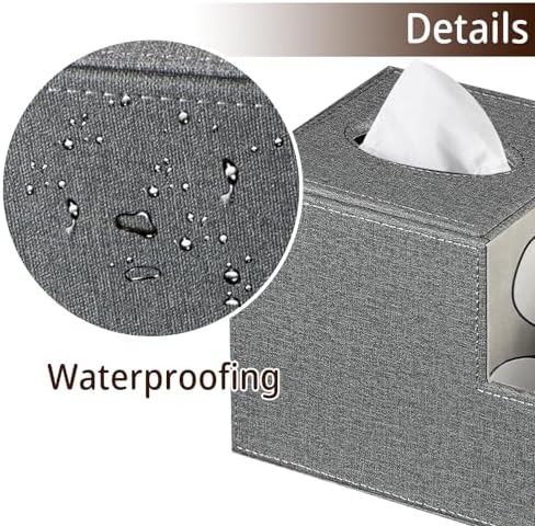 PU Leather Square Tissue Box Cover - Multi-Functional Tissue Box Holder - Image 5