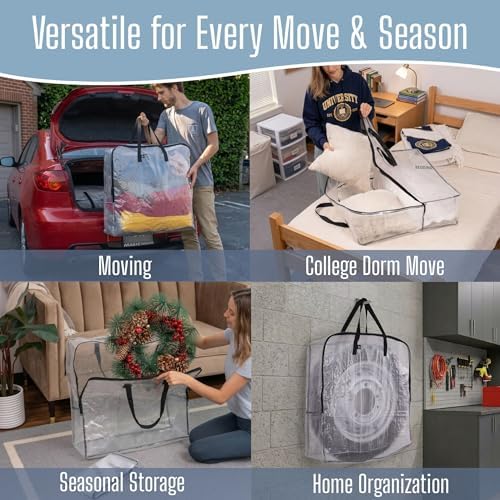 VENO 4 Pack Summer Wreath Storage Bag, Spring, Christmas Decoration Garland Container, 30 Inch Clear Door Wreath Organizers, Moving Boxes, Packing Supplies for College (Square - 4 Pack) - Image 5