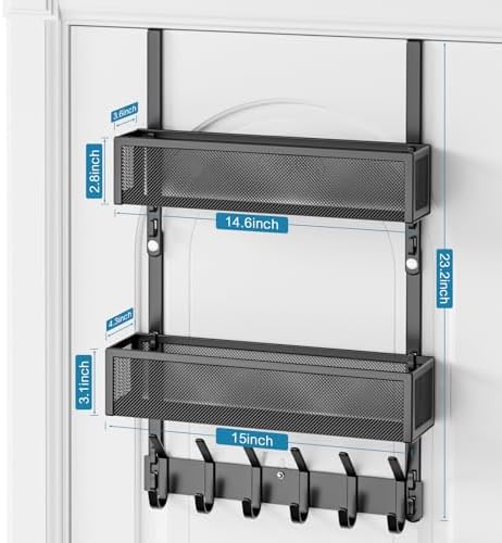 Over the Door Hooks,Door Hanger Organizer Fits Doors 1 3/4" Black - Image 6