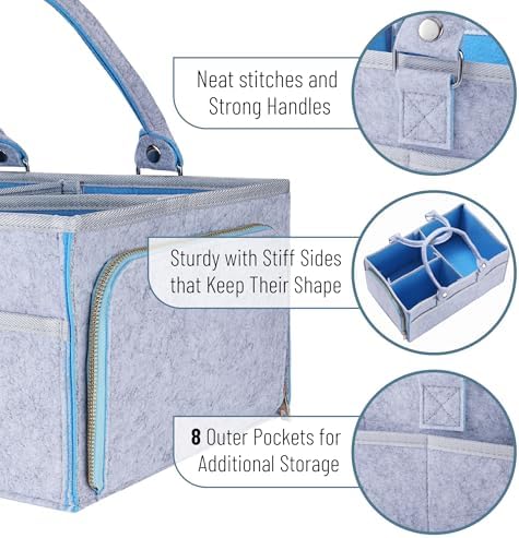 Mr. Pen- Large Baby Diaper Caddy Organizer, 2 Pack, Blue Inside - Image 3
