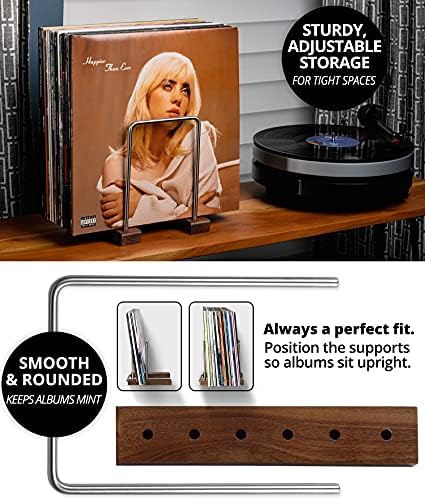 Optage Audio 35 LP Vinyl Record Storage Holder, Solid Walnut, Adjustable - Image 4