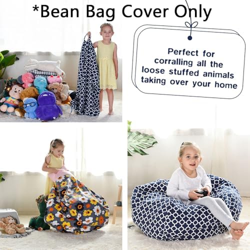 YuppieLife Stuffed Animal Storage Bean Bag Cover, 27" Velvet Toy Organizer - Image 4