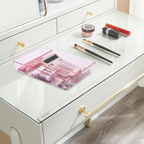 Kitchen Desk Drawer Organizers Storage for Office, Small Acrylic Vanity Trays Makeup Organizer for Drawer Bathroom Plastic Make up Organizers 25 Pcs Pink - Image 6