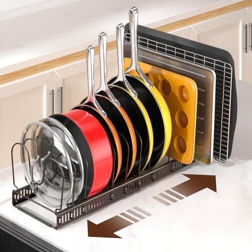 ORDORA Pots and Pans Organizer under Cabinet, 11.8-22.8" 12 Dividers Bronze - Image 2
