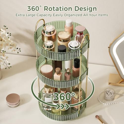 360° Rotating Makeup Organizer, Large Capacity Skincare & Cosmetics Storage - Image 3