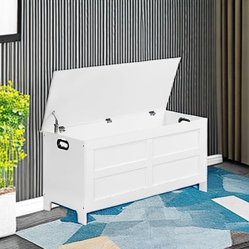 MAHANCRIS Storage Bench, 39.4" Storage Chest, Toy Box with Safety Hinges - Image 5