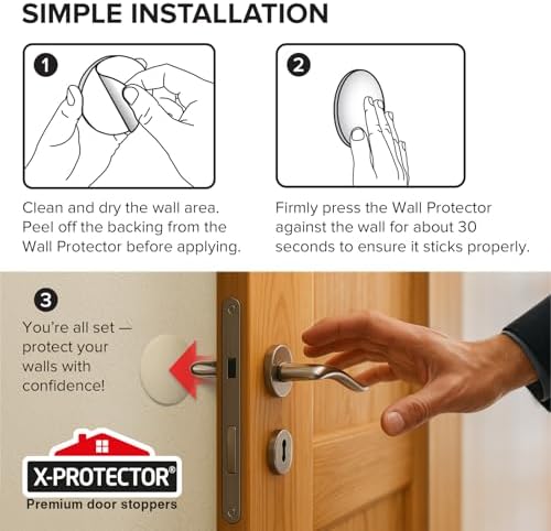 X-Protector Door Stoppers for Wall - 4 PCS, 3.15" Self-Stick Wall Protector - Image 5