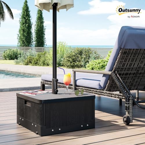 Outsunny 2-in-1 Outdoor Umbrella Base, Planter Box, 175 lbs. Capacity Black - Image 2