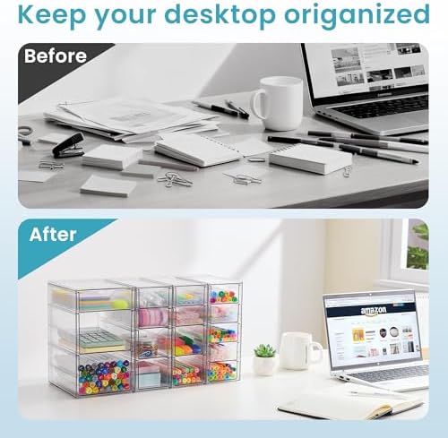 Vtopmart 4 Set Acrylic Desk Organizer with 16 Drawers for Office, Makeup - Image 3