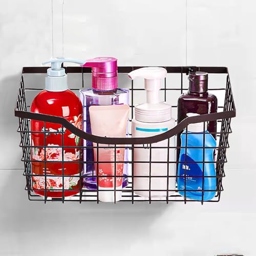 Nicunom 2 Pack Cabinet & Wall Mount Basket, Large Metal Wire Basket Wall Mount Hanging Basket Over Cabinet Door Organizer Bin Grid Storage Baskets for Home Kitchen Bathroom Pantry, Bronze - Image 7
