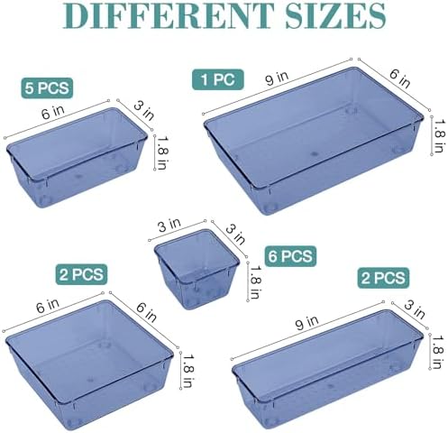 16 PCS Drawer Organizer Set, 5 Size Bathroom and kitchen organizer Trays - Image 2