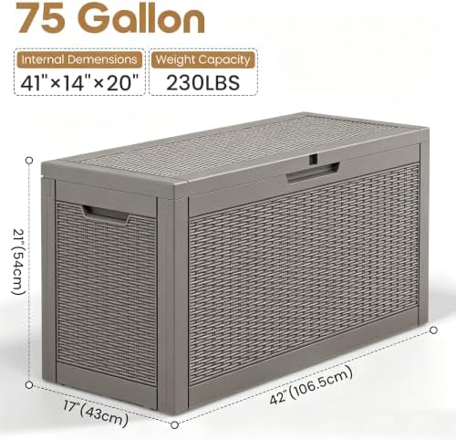 Outdoor Storage Box Waterproof, 75 Gallon Deck Box for Patio Storage - Image 2