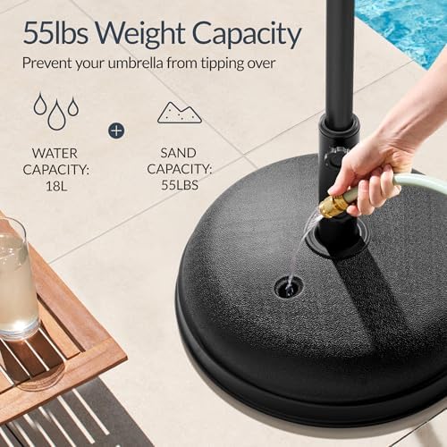 Best Choice Products Fillable Umbrella Base Stand Round Dome Plastic Patio Umbrella Base Stand, Pole Holder for Outdoor, Lawn w/ 55lbs Weight Capacity, Adjustment Knob - Black - Image 3
