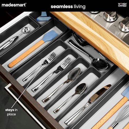 madesmart Classic 6 Compartment Silverware Tray, Carbon - Image 3