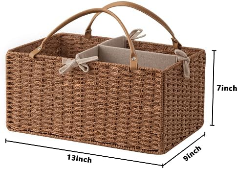 HBlife Baby Diaper Caddy Organizer, Paper Rope Storage Baskets Nursery Bin with Removable Divider, Portable Car Organizer for Diapers, Baby Shower Gifts, Newborn Essentials Must Haves - Image 2