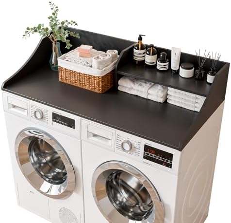 2-Tier 54" Width Washer Dryer Countertop for Laundry Room Organization by MEMOBARCO