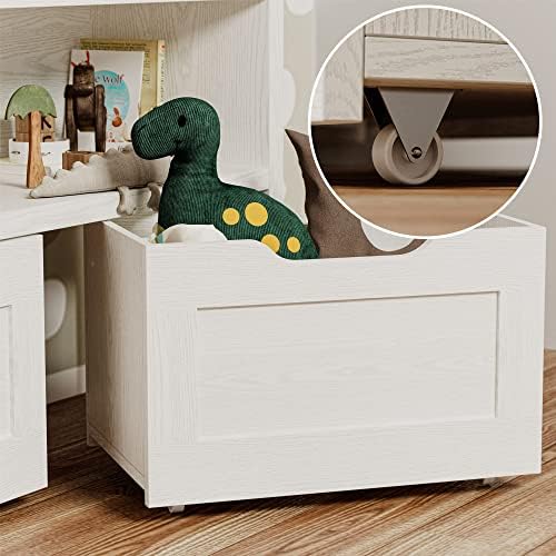 IRONCK Toy Storage Organizer with Drawers, Floor Toy Box with Wheels and Open Shelf, Storage Chest for Nursery, Playroom and Bedroom, White - Image 6