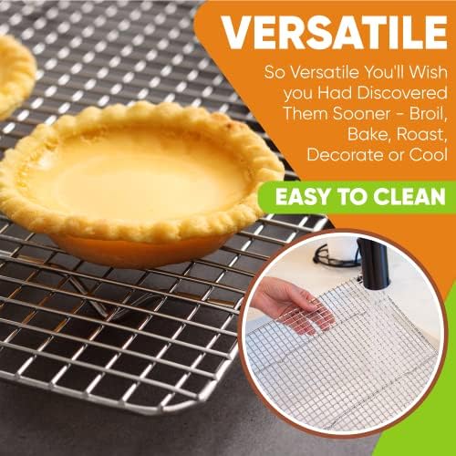 Spring Chef 8.5" x 12" Stainless Steel Cooling Rack for Baking, Set of 2 - Image 3
