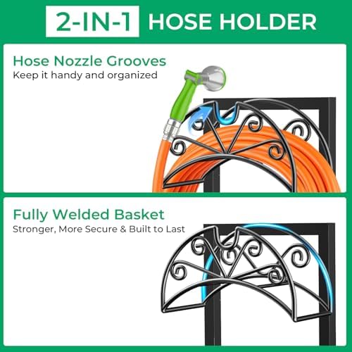TomCare Garden Hose Holder, Heavy Duty Stand for 160FT Hose with 4 Spikes - Image 4