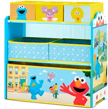 Delta Children - Sesame Street Design & Store 6 Bin Toy Storage Organizer - Greenguard Gold Certified, Blue - Image 6