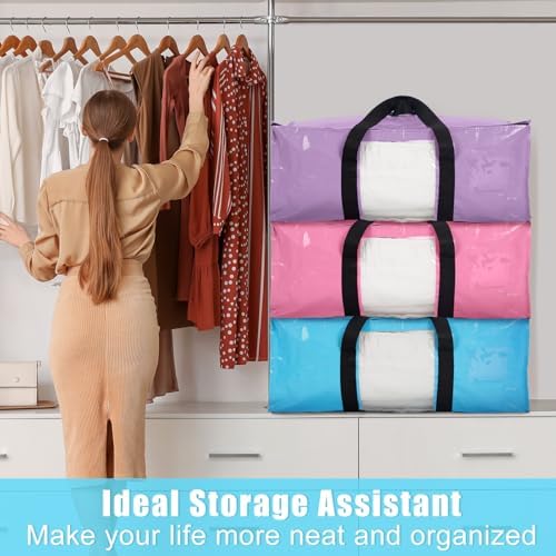 6 Pack Heavy Duty Extra Large Dorm Moving Bags, Pink Purple Blue - Image 6