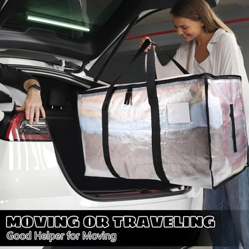 4 Pack 93L Extra Large Heavy Duty Clear Moving Bags 200LBS, Black Edges - Image 5